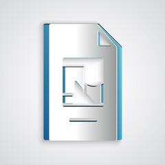Paper cut File document with illustration icon isolated on grey background. Checklist icon. Business concept. Paper art style. Vector.
