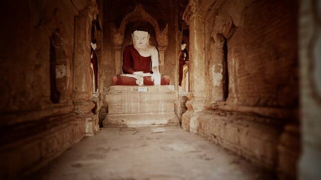 Interior of the ancient temples in Bagan eim ya kyaung Myanmar