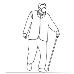 old man in a respirator