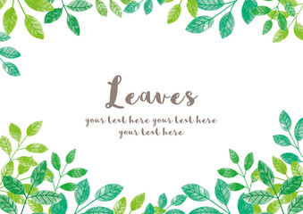 緑の葉っぱ_フレーム_水彩01