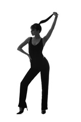 Obraz premium Silhouette of beautiful young woman on white background