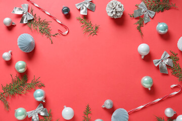 Beautiful Christmas composition on color background
