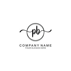 Initial PB Handwriting, Wedding Monogram Logo Design, Modern Minimalistic and Floral templates for Invitation cards	
