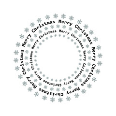 Headline Merry Christmas and snowflakes in a circle, vector illustration. Card sticker Merry Christmas.