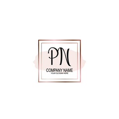 Initial PN Handwriting, Wedding Monogram Logo Design, Modern Minimalistic and Floral templates for Invitation cards	

