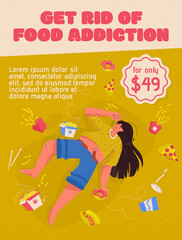 Vector poster of Get Rid of Food Addiction concept