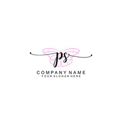 Initial PS Handwriting, Wedding Monogram Logo Design, Modern Minimalistic and Floral templates for Invitation cards	

