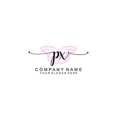 Initial PX Handwriting, Wedding Monogram Logo Design, Modern Minimalistic and Floral templates for Invitation cards	
