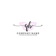 Initial QB Handwriting, Wedding Monogram Logo Design, Modern Minimalistic and Floral templates for Invitation cards	
