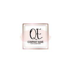Initial QE Handwriting, Wedding Monogram Logo Design, Modern Minimalistic and Floral templates for Invitation cards	
