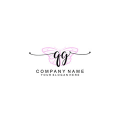 Initial QG Handwriting, Wedding Monogram Logo Design, Modern Minimalistic and Floral templates for Invitation cards	
