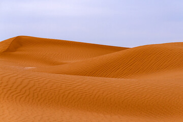 Bend of the ridge of a sand dune in the desert