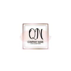 Initial QN Handwriting, Wedding Monogram Logo Design, Modern Minimalistic and Floral templates for Invitation cards	
