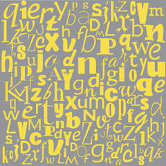 Vector poster of abstract alphabet. Artwork in retro style