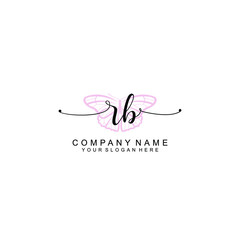 Initial RB Handwriting, Wedding Monogram Logo Design, Modern Minimalistic and Floral templates for Invitation cards	
