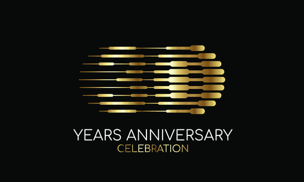 30th anniversary logo formed by parallel lines of different weights in gold and silver for a celebration. Vector