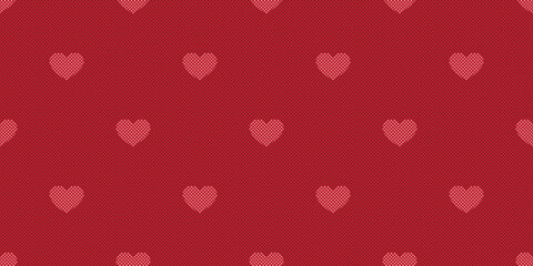 Haerts seamless pattern, Heart-shaped cloth pattern on red background.
