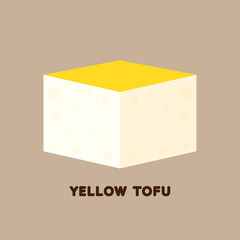 Yellow tofu vector. Tofu cartoon vector. Yellow tofu logo design.
