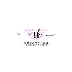Initial RK Handwriting, Wedding Monogram Logo Design, Modern Minimalistic and Floral templates for Invitation cards	
