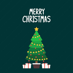 Christmas tree vector. Christmas tree tag. symbol. free space for text. Christmas post card.