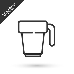 Grey line Coffee cup icon isolated on white background. Tea cup. Hot drink coffee. Vector.