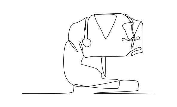 recommend clip art: A medical doctor physician with stethoscope. Continuous one line drawing
