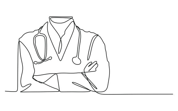 recommend clip art: A medical doctor physician with stethoscope. Continuous one line drawing