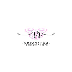 Initial RR Handwriting, Wedding Monogram Logo Design, Modern Minimalistic and Floral templates for Invitation cards	
