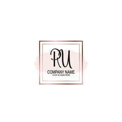 Initial RU Handwriting, Wedding Monogram Logo Design, Modern Minimalistic and Floral templates for Invitation cards	

