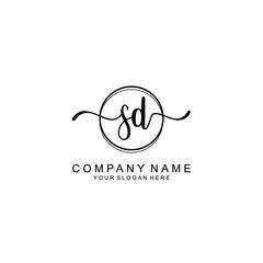 Initial SD Handwriting, Wedding Monogram Logo Design, Modern Minimalistic and Floral templates for Invitation cards	
