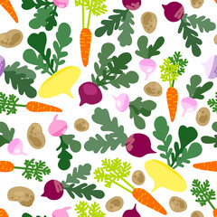 Pattern Vector Local food, vegetables and fruits. Farming and market