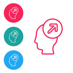 Red line Head hunting concept icon isolated on white background. Business target or Employment sign. Human resource and recruitment for business. Set icons in circle buttons. Vector.