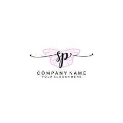 Initial SP Handwriting, Wedding Monogram Logo Design, Modern Minimalistic and Floral templates for Invitation cards	
