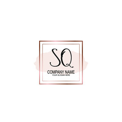 Initial SQ Handwriting, Wedding Monogram Logo Design, Modern Minimalistic and Floral templates for Invitation cards	
