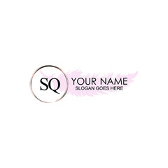 Initial SQ Handwriting, Wedding Monogram Logo Design, Modern Minimalistic and Floral templates for Invitation cards	
