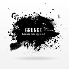 Vector grunge abstract banner background,Brush stroke,halftone effect,black paint,splashs.