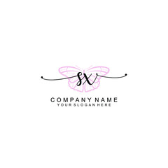 Initial SX Handwriting, Wedding Monogram Logo Design, Modern Minimalistic and Floral templates for Invitation cards	
