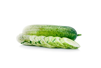 fresh cucumber (cucumis sativas) on a white,solated