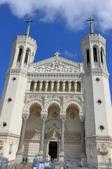 Obraz premium Main facade of the Basilica of Notre-Dame de Fourvière,Lyon, France