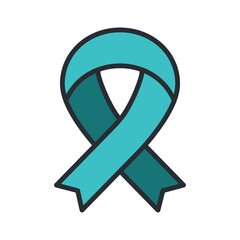 Illness awareness ribbon icon in flat design style.