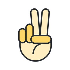 Hand gesture peace sign. Flat icon illustration.
