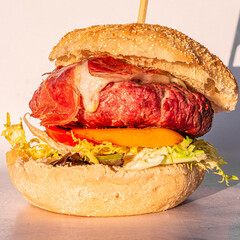 fresh tasty burger on white background