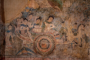 Fototapeta na wymiar Wall paintings wat in Thailand
