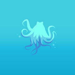 blue Octopus gradient logo template element isolated on blue gradient background. Octopus icon logo