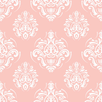 Classic seamless pattern. Damask orient pink and white ornament. Classic vintage background. Orient ornament for fabric, wallpaper and packaging © Fine Art Studio