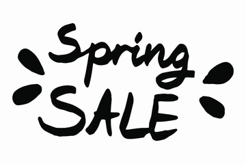 Fototapeta premium Hand lettering text Spring sale isolated on white. Brush pen lettering. Design for card, poster, banner, print, advertisement