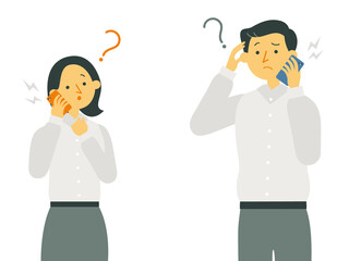 スマホの電波が通じない男性と女性