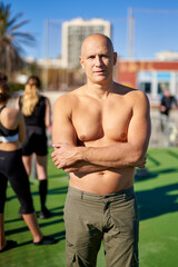 Fototapeta premium Portrait of a man on a street spot.Workout lifestyle concept.