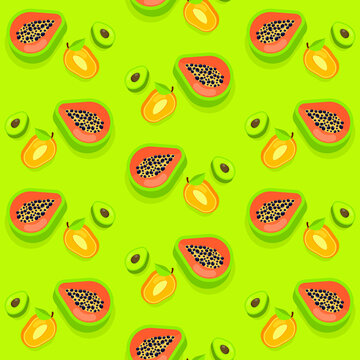 Exotic Fruit Pattern (Papaya, Mango, and Avocado)