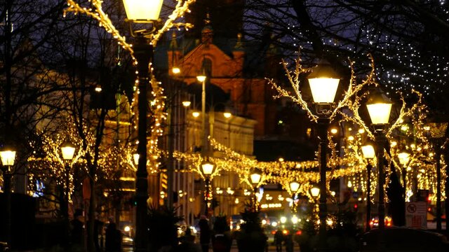 The Christmas decoration in Esplanadi park, Helsinki, Finland